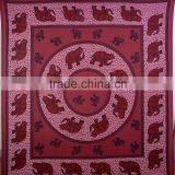 Indian Tapestry Cotton Maroon Mandala Elephants Vintage Wall Hanging Tapestries Throw Bedsheet