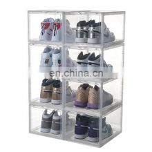 Drop Front custom Sneaker Crates clear stack shoe case sneaker box Magnetic shoe case plastic stackable custom logo