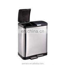 36L 45L 60L Stainless Steel Rectangle Shape Foot Pedal 2 Compartment Classify Recycle Bin Dustbin thumbnail-2