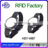HSY-WB7 2016 Popular Passive Entirely Black Nylon RFID Wristband Clickable RFID Bracelet