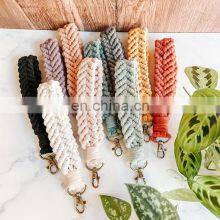 Hot Sale Macrame Wristlet Keychain Purse Accessory Colors Handmade Woven Bag Charm Boho Rustic thumbnail-1