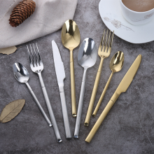 Black Colored Handle Flatware Sets 304 Stainless Steel Gold Cutlery Set For Wedding thumbnail-5