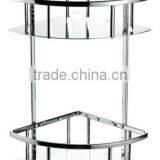 Stainless steel bath corner shelf, stainless steel corner shelf dual tier corner rack with hooks, 721-2