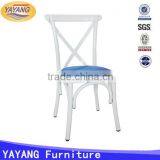 Popular Metal Iron PU Leather Seat Straw Cross Back Chair Stacking in Dining Chairs thumbnail-1