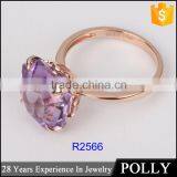 Latest Dubai Gold Ring Design for Girls Single Stone Finger Amethyst Ring thumbnail-2