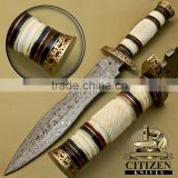 CITIZEN KNIVES, CUSTOM HAND MADE DAMASCUS STEEL HUNTING DAGGER KNIFE