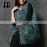 Factory wholesale fashion two tone mogolian lamb fur waistcoat