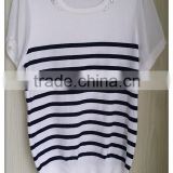 Classical stripe T-shirt simple knitting pullover for summer's wear