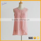new style iron beads pink ladies georgette tops latest chiffon tops                        
                                                Quality Choice