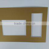 White Core and Bevel Cut Acid-Free Samples, 2 Openings and Old Gold Color Matboard