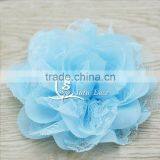 3.75 Inch Chiffon Lace Flower in Pink - Solid Chiffon Flower With Lace- Flower Head for Headbands and DIY Hair Accessories thumbnail-2