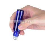 10 ml 0.33 fl oz BPA Free Cobalt Blue Metal Ball Glass Roller Bottles thumbnail-3