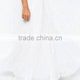 Fashion Custom Designs Summer White Pleated Long Maxi Skirt For Women China Manufacture thumbnail-4