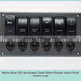 Marine Boat LED Illuminated Check Pattern Rocker Switch Panel thumbnail-3