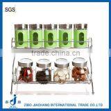 9pcs/set Round Seasoing Glass Shaker Bottle Rack Set thumbnail-1