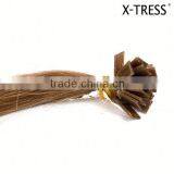 20inch 10 dark caramel brown 0.5 silk straight braizilian remy flat pre tipped human hair extension