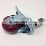 JY-305|3 Inch Bearing Swivel Red Polyurethane Double Brake Heavy Duty Casters and Wheels thumbnail-2
