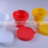 Top-recommend! Newest silicone foldable porcelain cup with lid for travel camping red cup mug cup