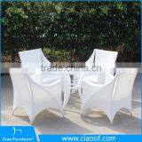 Luxury Outdoor White Rattan 4 Seaters Dining Table thumbnail-1