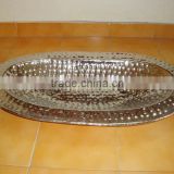 Metal Serving Tray, Round Hammered Serving Tray