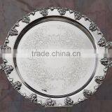 Silver Plate Round Service Tray , Room Service Tray, Airlines Service Tray, Decorative Food Trays, Arabic Metal Trays thumbnail-1