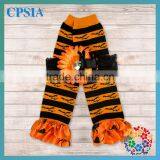 Latest Orange Yellow and Black Deisgn Classic Chiffon Ruffled Baby Leg Warmer Match Headband Set thumbnail-1