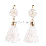 Bohemian Jewelry White Imitation Pearls Tassel Charms Earrings for Women thumbnail-1