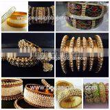 Antique Gold Finish Bridal Set,Indian Bridal Bangles Bracelet,Fashion Bangle Sets thumbnail-1