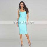 Longer 2015 New Fashion HL Knee Length Spaghetti Strap Bodycon Bandage Dress Club Night Dress Wholesale thumbnail-1