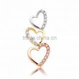 Fancy Tri Color CZ Studded Heart Pendant thumbnail-1