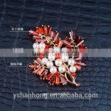 Natural Pearl Inlay Zircon Stone Titanium Steel Drop Snowflake Enamel Glaze Brooch thumbnail-4