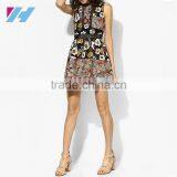 YIHAO Apparel Casual Sleevless Round Neck Dress Fashion Women A Line Printed Mini Skater Dress thumbnail-2