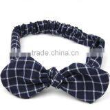 Retro Knot Bow Head Wrap ,Wholesale Checked Elastic Headband thumbnail-5