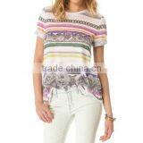 Fashion Ladies Printed Top Blouse 70%poly 30%cotton thumbnail-1