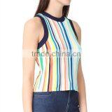 2017 OEM Sleeveless Rich Texture Rainbow Vertical Striped Blouse thumbnail-3