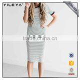 Wholesale Women Body Con Simple Striped Design Types Lady Elegant Guangzhou Fashion Dresses Ladies thumbnail-1