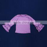 2015 Boutique Baby Girl Cotton Pure Color Shirt Long Sleeve Ruffle Cuff Clothing Round Collar T-shirt Colorful Clothes YW-034 thumbnail-1