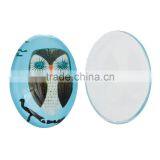 Glass Dome Cabochon Oval Flatback Blue Halloween Owl Pattern 25mm x 18mm(1" x 6/8"),20PCs thumbnail-1
