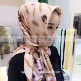 Flower Women Muslim Chiffon Simple Hood Scarf Hijabs/wuxe Solid Color Pretty Muslim Hijab/lual Fashion Muslim Hijab