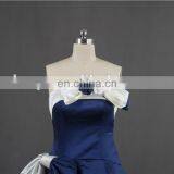 OEM Service Off Shoulder Low Back Ruffle Ball Gown Prom Dress With Bow thumbnail-2