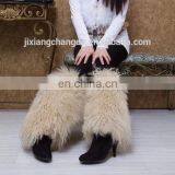 Beige Mongolian Lamb Fur Leg Warmers Boot Covers from China