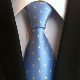 Handmade Blue Polyester Woven Necktie Printed Skinny