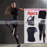 4pcs/set Women's Fitness Sports Wear Outdoor Sets Gym Clothing