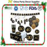 2020 Happy New Year Black Gold Party Supplies Party-ware Set Disposable Tableware Balloons Paper Cup Plate Napkin Straws Photo Props Partyware Set Kids Birthday Party Decoration. thumbnail-5