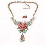 Fashion Necklace And Earring Set Acrylic Stones Casting Charm New Gold Jewelry thumbnail-3