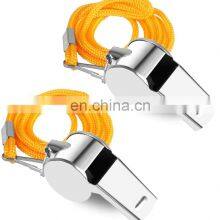 Outdoor Survival Whistle Silver Metal With Neck Chain Lanyard Police Bobby Lifesaving Judge Security Military Whistles Wholesale thumbnail-1