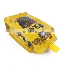 Custom Aluminum Foil Food Condiment Packing Liquid Flat Bottom Stand up Spout Pouch for Hot Sauce thumbnail-3