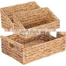 Wholesale Natural 100% Hand-woven Bread Organizers and Water Hyacinth Storage Baskets for Food Pantry thumbnail-2