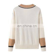 Women's Customized V-Neck Cardigan Wholesale Casual Solid Pattern Chunky Knit Button Winter Cashmere Sweater thumbnail-2