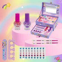 Girls Manicure Sticker Nail Polish DIY Creative Fashion Make up Set Girl Play Art Beauty Kids Cosmetic Set thumbnail-5